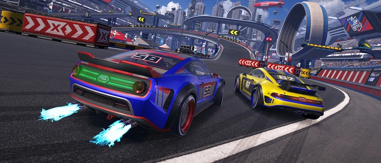 Hot Lap Leagueの掲載画像でループのあるコースを車が走る場面