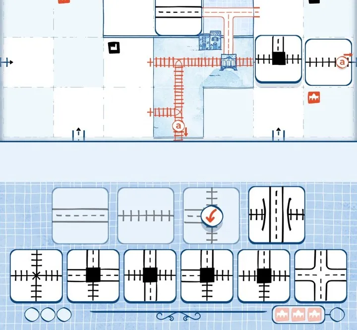 道路と鉄道をマスに配置するレイルロードインクの盤面